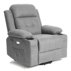 Power Lift Chair for Elderly,Electric Recliner Chair with Heating and Vibrating Massage,Living Room Chair with Adjustable Back,Thickened armrest,USB Ports,2 Cup Holders