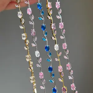 Tulip Flower Zircon Bracelet for Women 14K Silver-Tone/Gold Plated Dainty Bracelets Jewelry Gift