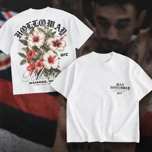 Max Holloway Blessed UFC Graphic Tee, Vintage Hibiscus Floral Fighter Shirt, Oversized Streetwear T-Shirt, Viral MMA Fan Top, Trendy Waianae Hawaii Apparel