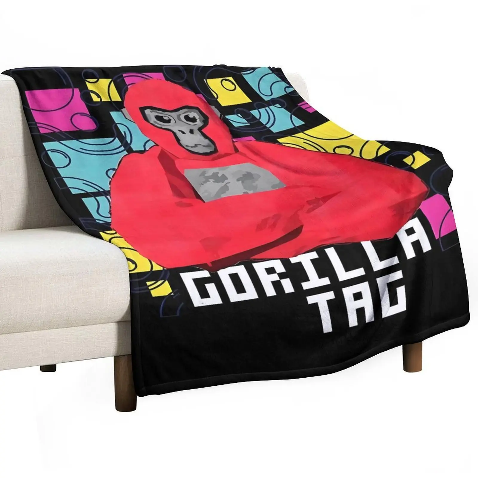 Gorilla Tag Classic Thermal Throw Blanket - 100% Polyester Soft Lightweight Flannel Print Blanket, 4 Sizes, Machine Washable, Indoor/Outdoor Sofa Bedding Decor, Gift for Christmas, Father's Day, Valentine's Day, Housewarming, Four Sizes