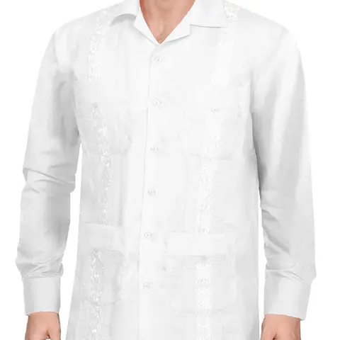 NE PEOPLE Men's Long Sleeve Embroidered Cuban Guayabera Button Down Shirts Top (S-4XL) Casual Collared