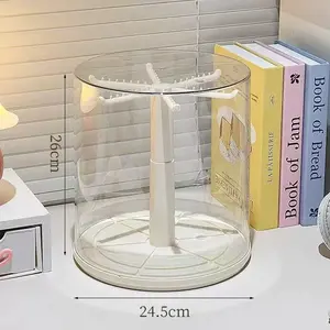 Rotating Display Case for Labubu Doll Keychains, Display Stand for Dolls, Storage case for Dolls, Dust and Moisture Proof, 360° Display（No Dolls））
