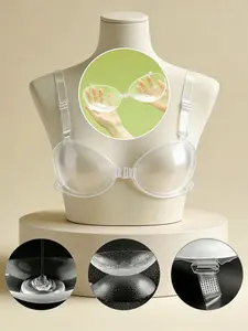 Women's Transparent Adhesive Bra with Detachable Straps, Invisible Push-Up Bra, Perfect for Backless and Strapless Dresses