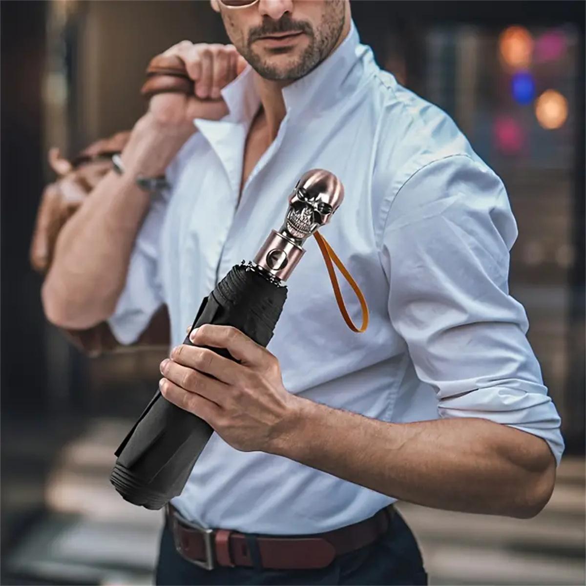 Personalized Creative Skull Handle Umbrella Windproof Waterproof Rainproof Large Surface Business Umbrella for Men and Women Multiple Specifications Available