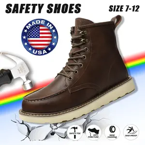 Anti Slip Men's Breathable Work Safety Boots Steel Toe All Seasons Closed Boots Anti Crushing Anti Puncture