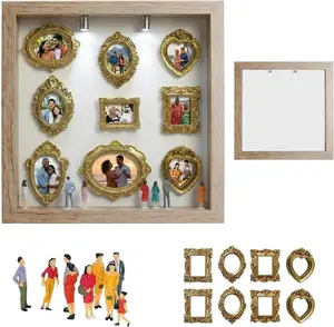 Transform Your Memories with the DIY Mini Gold Frames Silhouette Box - A Unique Shadow Box Frame Kit for Celebrating Life's Special Moments in Style (Grey)