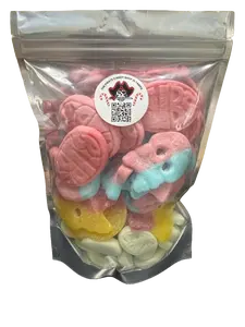 Pink Bubs Mix Bag (1 lb) - Swedish Candy - BUBS Wild Strawberry Pomegranate Ovals, Bubs Dizzy Skulls/Bubblegum Skulls, Bubs Giant Sour Skulls & Bubs Fruity Pear Ovals, Bonbon Sweet & Sour