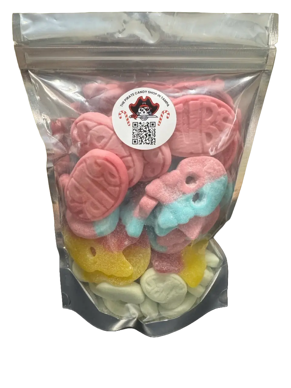 Pink Bubs Mix Bag (1 lb) - Swedish Candy - BUBS Wild Strawberry Pomegranate Ovals, Bubs Dizzy Skulls/Bubblegum Skulls, Bubs Giant Sour Skulls & Bubs Fruity Pear Ovals, Bonbon Sweet & Sour