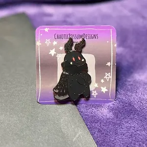 Chibi Mothman Enamel Pin| Cute Moth Local Cryptid Pin, Kawaii Cryptid Gift for Mothman Lover, Hard Enamel Moth Pin, Black Moth Lapel Pins funny backpack decor