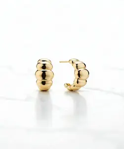 Puffy Charlotte Hoops Inflated Chubby Band Earrings for Women in 925 Sterling Silver