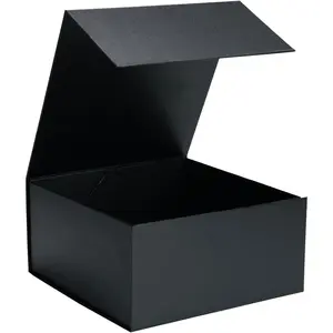 8x8x4 Inches Gift Box with Magnetic Closure Lid, Black Magnetic Box for Wedding, Groomsmen Bridesmaid Proposal, Birthdays, Mother's Day, 1 Pack