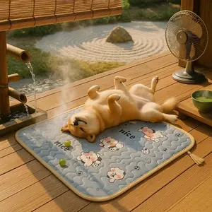 Cute Dog Puppy Pad Sleep Mat Summer Cool Ice Silk Cooling Pet Bed, Cat Ice Nest Pet Ice Pad, Comfortable Sleeping Mat for Pets