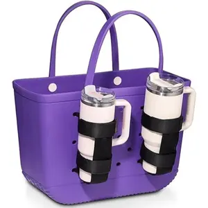 2Pack for Bogg Bag Cup Holder for Stanley/Yeti,Drink Cup Holder Large 16-40oz Adjustable Water Bottle Accessories Attachment for All Bogg Bags& Beach Tote Bag Drinkware Tumbler