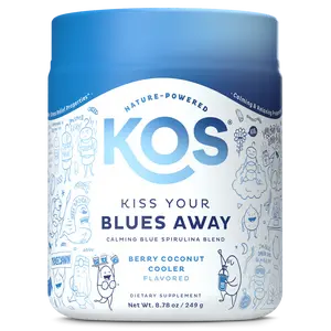 KOS Blue Spirulina Organic Blueberries & Adaptogens Coconut Cooler Flavor 28 Servings Healthy Snack Supplement