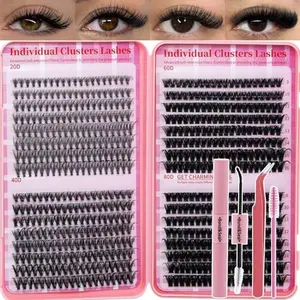 Lash Clusters Kit for Beginners Eyelash Clusters Kit Lashes Clusters Kit Cluster Lashes Pestañas Postizas Naturales with Lash Bond&Seal,Lash Tweezers,Brush RITALASH(640pcs 20D+40D+60D+80D Kit,9-16mm)