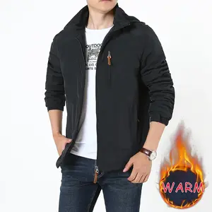 Men's Fleece Lined Hooded Jacket Outdoor Casual Versatile Workwear Coat