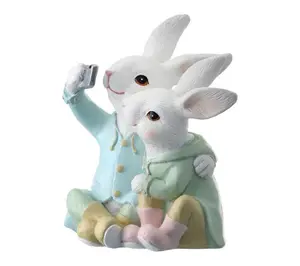 RC Home Decor- 7" Easter Bunny Taking Selfie Figurine