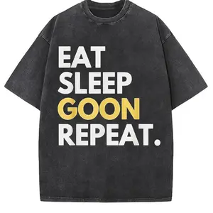 Gooner Funny Gooning Meme Eat Sleep Goon Repeat T-Shirt Made in USA Knitted Pure Cotton Comfortable T-shirt for Men and Women tees