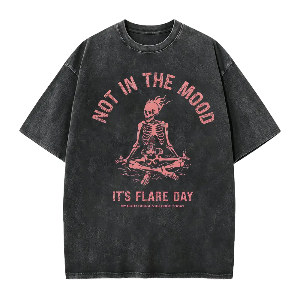 Women's Cotton Funny Skeleton Graphic T-Shirt - Smooth, Casual, Seamless Rare Disease Awareness Gift for Friends (Flare Day, Invisible Illness Theme)