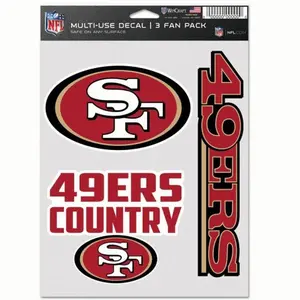 Wincraft 9416607767 NFL San Francisco 49ers Decal Multi Use Fan - Pack of 3