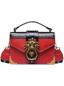 Women's PU Fashionable Crossbody Bag, Vintage Style with Metal Decorations, Perfect for Office or Party Use, 1pc Ladies Shoulder Bag