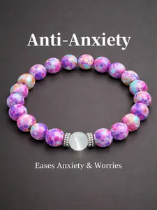 Calming Crystal Bracelet, Amethyst & Cat Eye Stone, Stress Relief Jewelry, Natural Healing Gemstone, Perfect Gift for Friends