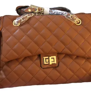 All Leather Quilted Gold Chain Versatile Strap Wear Double on Shoulder or Crossbody Bag