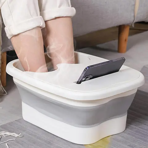 Portable Foot Bath Basin, Collapsible Foot Bath, 1 Count Foldable Massage Foot Bath Tub with Phone Holder, Foot Spa Basin for Home Use, Home Essentials, Mom Birthday Gifts, Home Goods