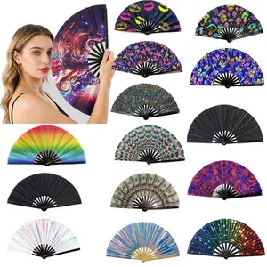 Clack fans Carnival Fan Bamboo Folding Hand Fan UnisexDecorative Gift Party Disco Dance Pride FestivalAccessories Fan Line Dancer