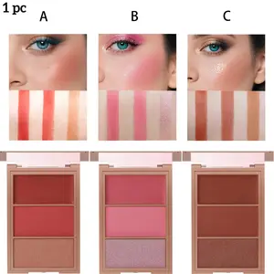 3-in-1 blusher red plate, durable, natural, easy to apply, waterproof, smooth and matte texture to create a perfect makeup Beauty Cosmetics