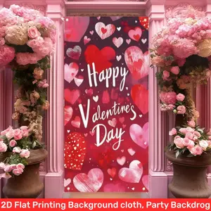 Valentine's Day heart-shaped arch banner, Party decorations banners, made of polyester fabric, featuring a heart pattern. Suitable for weddings, Valentine's Day, anniversaries, photo booth backdrops, indoor/outdoor decorations, holiday party supplies