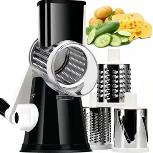 3 in 1 Multifunctional Rotary Cheese Grater, Rotary Cheese Shredder, Manual Durable Vegetable Slicer for Carrot Cucumber Potato, Valentine's Day Gift