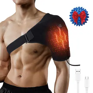 1Pc Heated Shoulder Brace Electric Heating Pad Therapy Shoulder Heating Wrap Compression Sleeve For Shoulder Pain Muscle Stiffness Bursitis Tendonitis