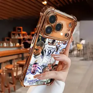 Football player phone case - New electroplated transparent TPU airbag anti-drop phone case suitable for iPhone 17 Pro Max 16 15 14 13 12 11. Simple and fashionable shock-proof soft case for protection. Gift suitable for all four seasons.