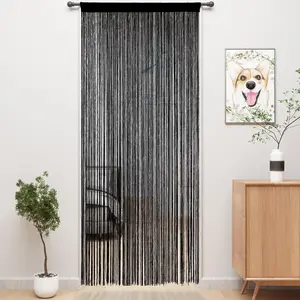 Door String Curtains Fringe Door Curtains for Doorways Window Room Decoration Living Room Divider(39"x79", Blcak)