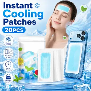 20Pcs Instant Cooling Patches Summer Hydrogel Style, Disposable Gel Ice Pads for Forehead Neck Body and Phone Cooling, Soft Skin-Friendly Portable Cool Pack for Outdoor Activities, Camping, Hiking, Sports, Travel and Hot Weather Comfort