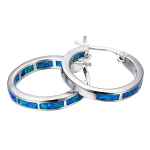 Deep Blue Women's Fashion Snap Bar Closure Earrings