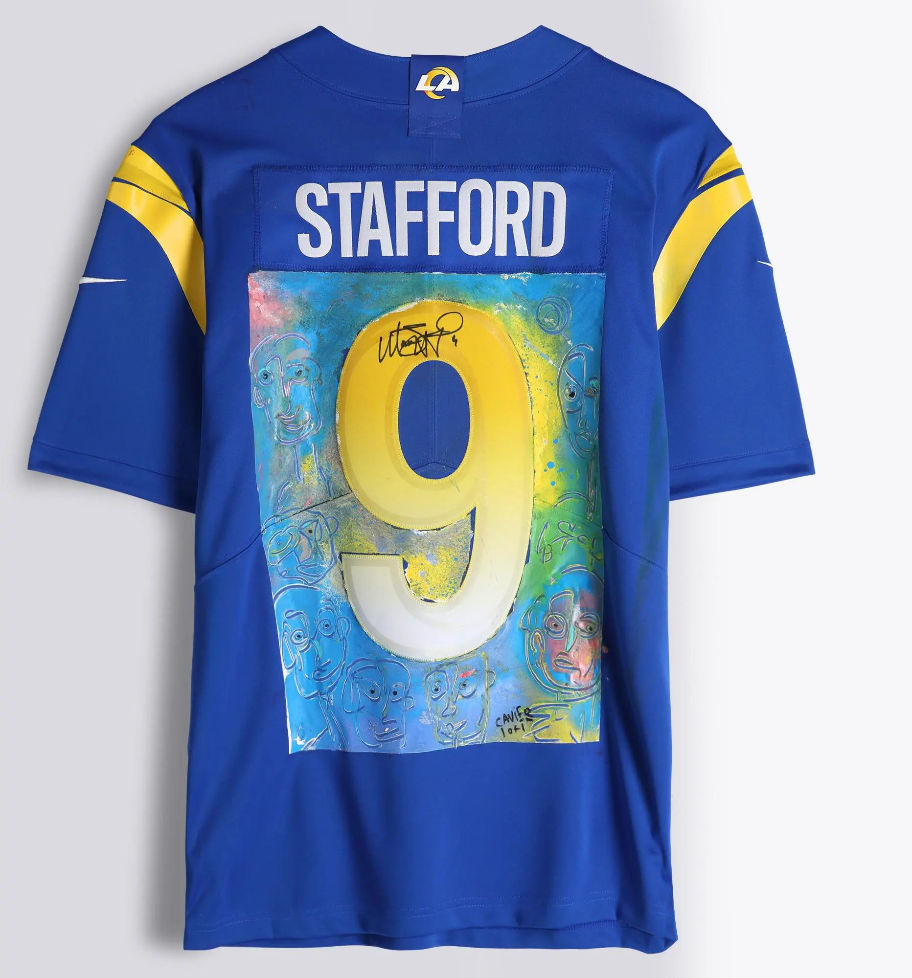 Matt Stafford Los Angeles Rams Autographed Royal Nike Limited Jersey - Art by Cavier Coleman - Limited Edition #1/1 - FFAJAN26 - Fanatics Authentic Certified