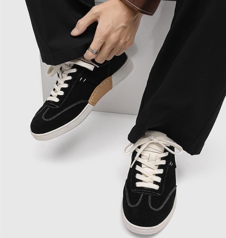 Preppy Style Must-Have: Two-Tone Suede Retro Sneakers for Men