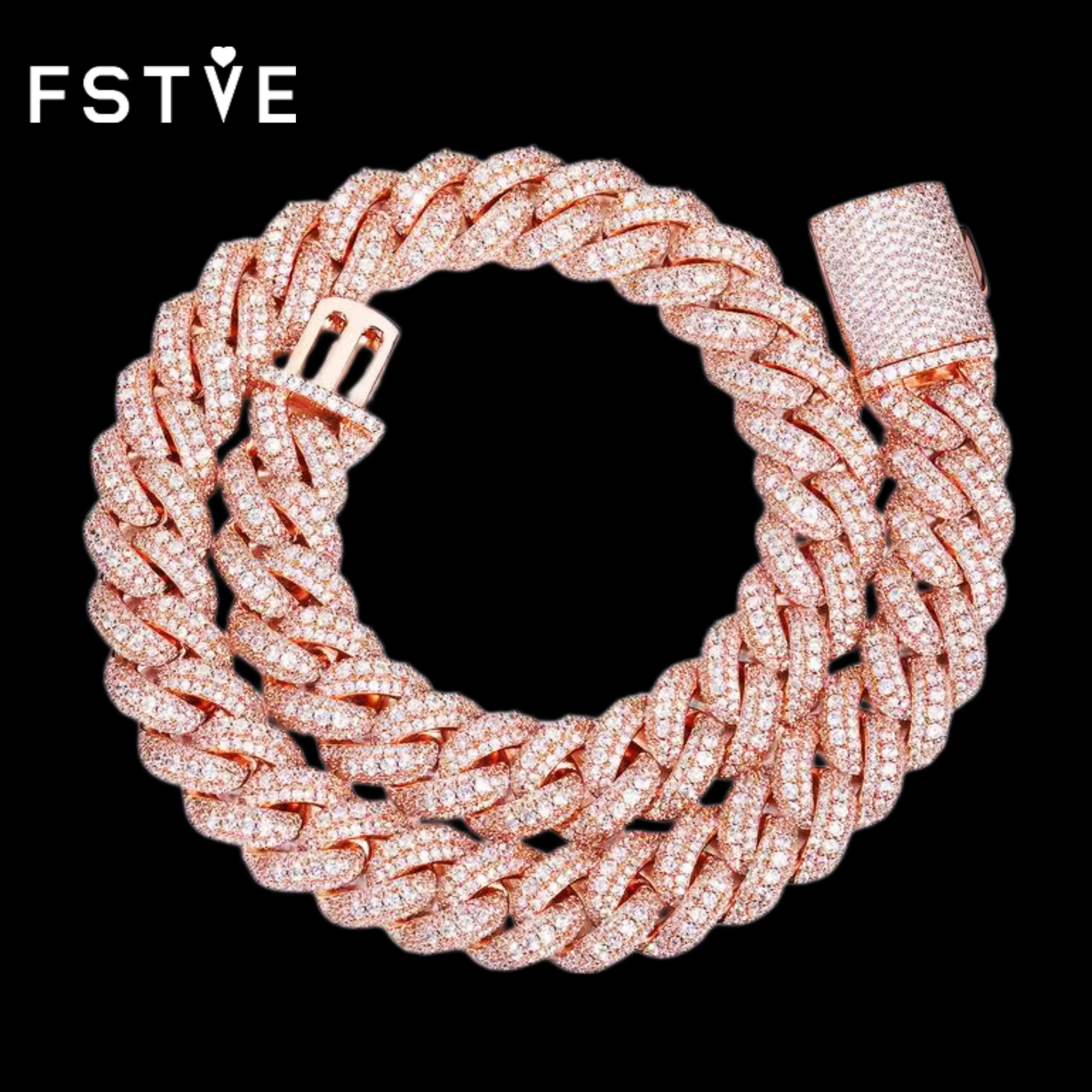 FSTVE 18mm Width Bubble Cuban Link Chain Necklace - Premium Trendy Hip-Hop Men's Jewelry, Copper Base Chain for Men's Personalized Gift Accessory