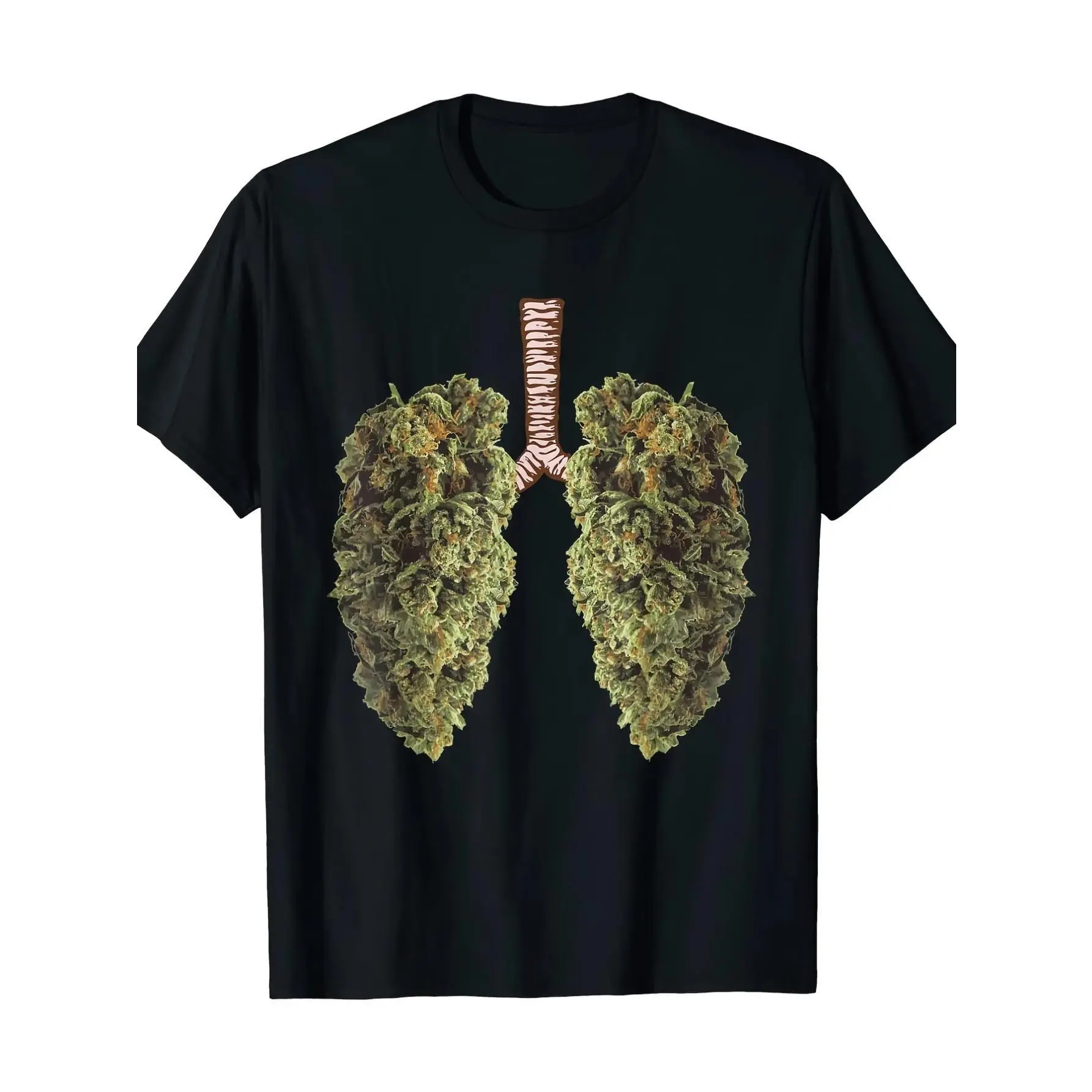 100% Cotton Men's Cotton Graphic Tee - Fun Weed Lung Print, Crew Neck, Short Sleeve - Casual & Stylish T-Shirt for Casual Attire