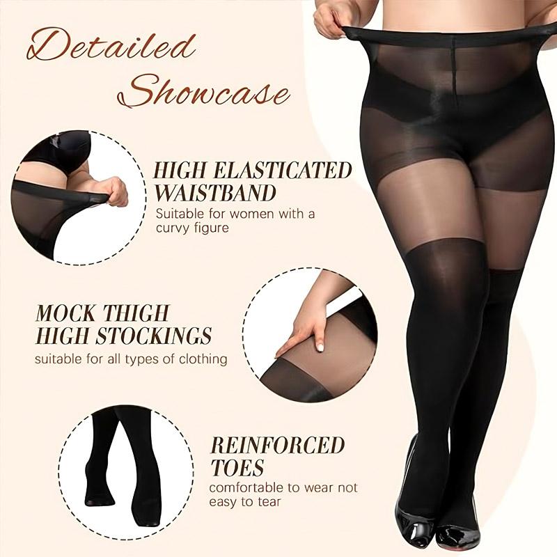 2 Pairs Plus Size Pantyhose for Women 20 Denier Sheer Stocking