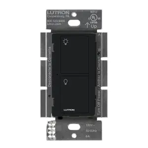 Lutron PD-6ANS-BL Caséta® Wireless Smart In-Wall Switch - 6A, 120V, Neutral Required, Black
