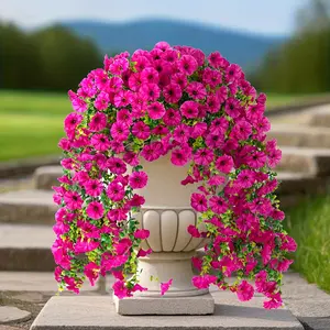 2 Pcs Artificial Hanging Morning Glories Fake Flowers, Outdoor Faux Floral Decor, Maintenance-Free. Versatile Artificial Flowers Perfect for Home Decor, Yard, Porch, Patio, Garden, Party & Festival Decoration