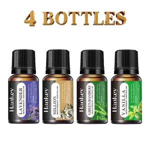 4pcs Lavender Million Bamboo Vanilla Essential Oils, 10ML Aromatherapy Oil for Diffusers Humidifiers Car Air Fresheners Candle Making