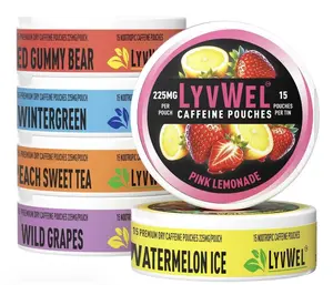 10 Pack Caffeine Pouches 225mg - 2 Pink Lemonade, 2 Wild Grapes, 2 Strawberry, 2 Watermelon, 2 Peach Sweet Tea  Beverage energy Sugar-Free Sport Fruit Caffeine Energy Drink blueberry