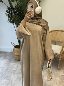 Women's Loose-Fit Long Robe, Plain Woven Fabric, Elegant Fall & Winter Islamic Clothing, Perfect Casual Outerwear for Women, Modest Muslim Outfits