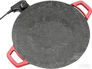 At-Home K-BBQ Essential | Maifan Stone Non-Stick Grill Pan | Indoor & Camping Friendly Griddle Heart-Shaped Nonstick Egg Frying Saute with Lid Heavy Duty Cast Iron Wok Polished Aluminum Sauce gold Omelette Pancake Pots Set Handles