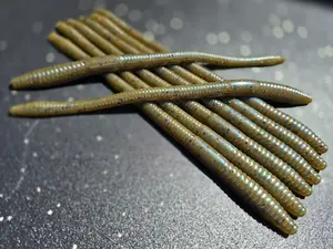 Sapper Baits 7" Infiltrator Worm- Bluegill Fury- Green Pumpkin with Blue Hi-lite, Purple, Orange, Black Flake