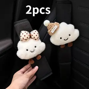 1pair Cute Cloud Car Seat Belt Shoulder Cover Interior Seat Belt Decoration Anti Wear Girly Car Accessories